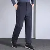 Costumes pour hommes élastiques hommes pantalon décontracté pantalon de costume droit avec doublure en peluche taille Style d'affaires solide pour le bureau