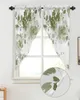 Curtain Green Watercolor Flowers Short Triangular Home Decoration Window Treatments For Kitchen Livingroom Balcony