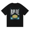 Rhude Mens Camiseta de Alta Qualidade Tess Designer Casual Moda Manga Curta Europa América Homens Mulheres Em Torno Do Pescoço Camisetas Tamanho S-XXL