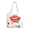 Einkaufstaschen Accessorize Canvas Bag Damen Recycling Große Kapazität Lebensmittelgeschäft Street Mmural Art Eldridge Shopper Tote Handtaschen