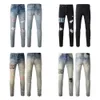 Designer jeans paarse jeans Modetrends Distressed Ripped Biker Motorbroek Heren dames pantalon met geborduurde sterren Stretch slim-fit broek