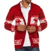 남자들 조끼 남자 크리스마스 캐주얼 카디건 긴 소매 셔츠 목도리 고리 순록 눈송이 인쇄 스웨터 니트 탑스웨어