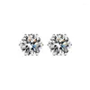 Stud Earrings Moissanite Women's Valentine's Day Sterling Silver S925 One Carat Encrusted With D Grade