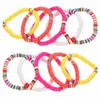 Pulseras con dijes 10 PCS Amistad tejida Colorida Arcilla polimérica Estiramiento Cuerda de mano Mujer