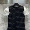 Contrast Color Women Flower Designer Dresses Skirt Short Sleeve Elegant Dress