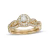 Eleganter Damen-Ring aus echtem 10-karätigem 14-karätigem Gold, gelbe Rose, Moissanit, natürlicher Diamantrahmen, gedrehter Schaft, Braut, Hochzeit, Verlobungsring