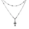 Designer Brand Cross CH Necklace for Women Chromes Dark Zircon Beaded Summer Long Double Neck Chain Collarbone Heart Men Classic Jewelry Pendant Neckchain B1ZB