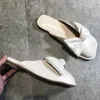 Sandals Soft Pu Leather Relaxed Mule Slippers Woman Comfortable Square Toe Slide Ladies Bowknot Outdoor Flat Slip-on Shoes