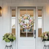 Dekoracyjne kwiaty sztuczne ornament wieńca wielkanocnego ręcznie robione drzwi zielone girlandę do ogrodowego domku wiejskiego wystroju zewnętrznego wystroju zewnętrznego