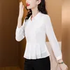 Blouses Femmes Daek Chemises Femmes Volants Lady Peplum Tops Femme Chemise En Mousseline De Soie Blanche