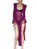 Robes décontractées Femmes S Maxi Robe Sheer Mesh Manches Longues Coupe Basse Double Fente