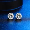 Stud Earrings Moissanite Women's Valentine's Day Sterling Silver S925 One Carat Encrusted With D Grade