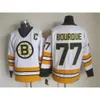 Retro Boston Throwback Bruins Hóquei 8 Cam Neely Jersey 77 Ray Bourque CCM 75 Aniversário Vintage Clássico Equipe Cor Preto Branco Amarelo Brea 91 6470