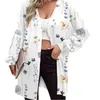 Dames Gebreid V-hals Casual Gebreid Vest met Lange Mouwen 2024 Herfst/Winter Mode Print Bubble Mouw Trui Jas Dames Tops S-5XL