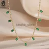 Pendant Necklaces ORSA JEWELS 925 SterlSilver Multiple Emerald Cut CZ Link Chain Necklace Stackable Fashion Pendant for Women Jewelry EQN55 J240120