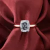 4Ctw Deep Grey Cushion Cut Engagement With Invisible Halo Rose Gold 14K Prongs Setting Diamond Ring