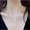 3.8Carat VS Diamond Bling Exquisite Charm Leaf Solid White Gold Trendy Women Necklace