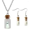 Collana Orecchini Set Fantasma In Bottiglia Ciondolo Glow The Dark Ciondola Luminosi Gioielli Di Halloween Per Donne E Ragazze