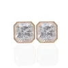 Hot Sale Stud Women Wear 10*10Mm Radiant Ice Crushed Cut Diamond White Gold Earrings Studs