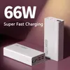 Mobiltelefon Power Banks Nya 30000mAh stor kapacitet 66W Power Bank PD 20W Super Fast Charging Ultrathin Portable Powerbank för Samsung