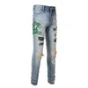 Man Snake Borduurpatches Jeans Skinny Fit Denim Broek