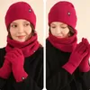 Berets Chapéu Elástico Inverno Cachecol Luvas Conjunto Quente Anti-Slip Proteção para Pescoço Cabeça Mãos Aconchegantes À Prova de Vento Ao Ar Livre Ciclismo Cap