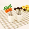 Set di stoviglie 1 set forchetta da frutta in silicone, acciaio inossidabile, tubo in ceramica, set per bambini, simpatico cartone animato