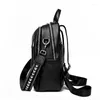 School Bags 2024 Cowhide Genuine Leather Women Backpacks Fashion Female Girl Student Korean Casual Rivet Designer Backpack
