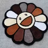 Tapis INS Dessin animé Fleur Tapis rond Anti-dérapant Aire de jeux pour enfants Petits tapis en peluche Table basse Tapis Salon Décor Tapis de sol