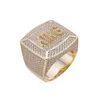 Anillo de Hip Hop de moda con diamante de moissanita de oro sólido personalizado de fábrica S925 de plata 9k 10k 14k 18k para hombres