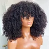 Human Hair Afro Kinky Curly Human Hair Wigs with Bangs Baby Hair Glueless Wig Remy Brazilian Short Curly Bangs Wig Human Hair