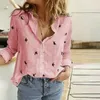 Bluzki damskie Chamliforve jesienne białe żółte koszule Button Lapel Cardigan Top Lady Lose Long Rleeve Koszulka Kobiety