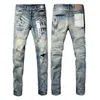 jeans de créateur pour pantalons pour hommes jeans violets jeans violets tendances de jeans pour hommes en détresse noir déchiré motard coupe slim moto mans hommes empilés trou baggy taille 28-40