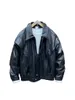 Winter new American style lapel loose white duck down leather jacket, down jacket, men's down jacket