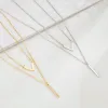 Collana con pendente a forma di bastone in oro giallo 14k per le donne Nome delicato Iniziale a lunga catena 2024 Regalo di gioielli per feste Migliore qualità