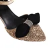 Sandaler Ankomst 2024 för kvinnor Bowknot Bling DesignerThick High Heels Wedding Party Plus Size Platform Shoes 32-48 2114