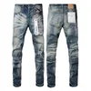 Designer für Herrenhosen lila Jeans Lila Herren Jeans Trends Distressed Black Ripped Biker Slim Fit Motorradmänner gestapelt Männer Baggy Loch Größe 28-40 467