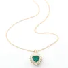 Fina smycken 10K 14K Yellow Gold Romantic Style Emerald Ruby Heart Shape Moissanite Pendant Clavicle Halsband