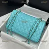 Flip Drei Größen Damen Umhängetasche Himmelblaues Leder Diamantgitter Luxushandtasche Verstellbare Kette Umhängetasche Designertasche Vintage Geldbörse Kartenhalter Clutch