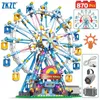 BLOCKS City Friends Moc Rotating Ferris Wheel Building Block Electric Bricks With Light Toys for Children Christmas Gifts 240120