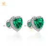 In Stock Hight Quality Sier 9K 10K 14K Solid Gold Screw Back Lab Grown Emerald Earrings For Valentine's Day