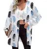 Dames Gebreid V-hals Casual Gebreid Vest met Lange Mouwen 2024 Herfst/Winter Mode Print Bubble Mouw Trui Jas Dames Tops S-5XL