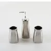 Badtillbehör Set badrumsdekoration Tillbehör Silver Ceramic Lotion Bottle Tooth Brush Holder Soap Dish Miewash Cup Tandkräm