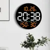 Wall Clocks 10'' Round Digital Time Date Week Temperature Humidity Display Electronic Clock Modern Home Accessories Decoration