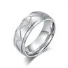Cluster-Ringe JQUEEN 8 mm Titanstahl matt gebürsteter Ring gerillter Twill-Herren-Hochzeitsgeschenk