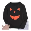 Sweat à capuche pour femme, motif visage de citrouille d'Halloween, col rond, manches longues, chemises d'automne légères et décontractées.