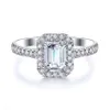 SGARIT Jewelry 2.89Ct VVS Emerald Cut Moissanite Diamond D Color White Gold Bridal Gift Ladies Engagement Ring