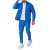 Herrspårar Comfy Fashion Men Tracksuit Cardigan Pants Passar Casual Lapel Långärmad utomhus Regelbundna toppbyxor Set