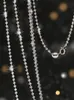 925 Sterling Silver 2mm Sparkling Diamond Chain Necklace For Women Men 40cm - 60cm S925 Ball Beads Chain Fit Pendant DIY SMYELLT 240118