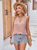 Women's Tanks Summer For Lace V Neck Tank Tops Sexy SleevelessT Shirt Solid Color Fashion Pinhole Elegant Woman Casual 2024